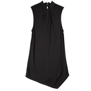 SABA Womens Black Viscose Sleeveless Asymmetrical Tie Neck Mini Dress XS